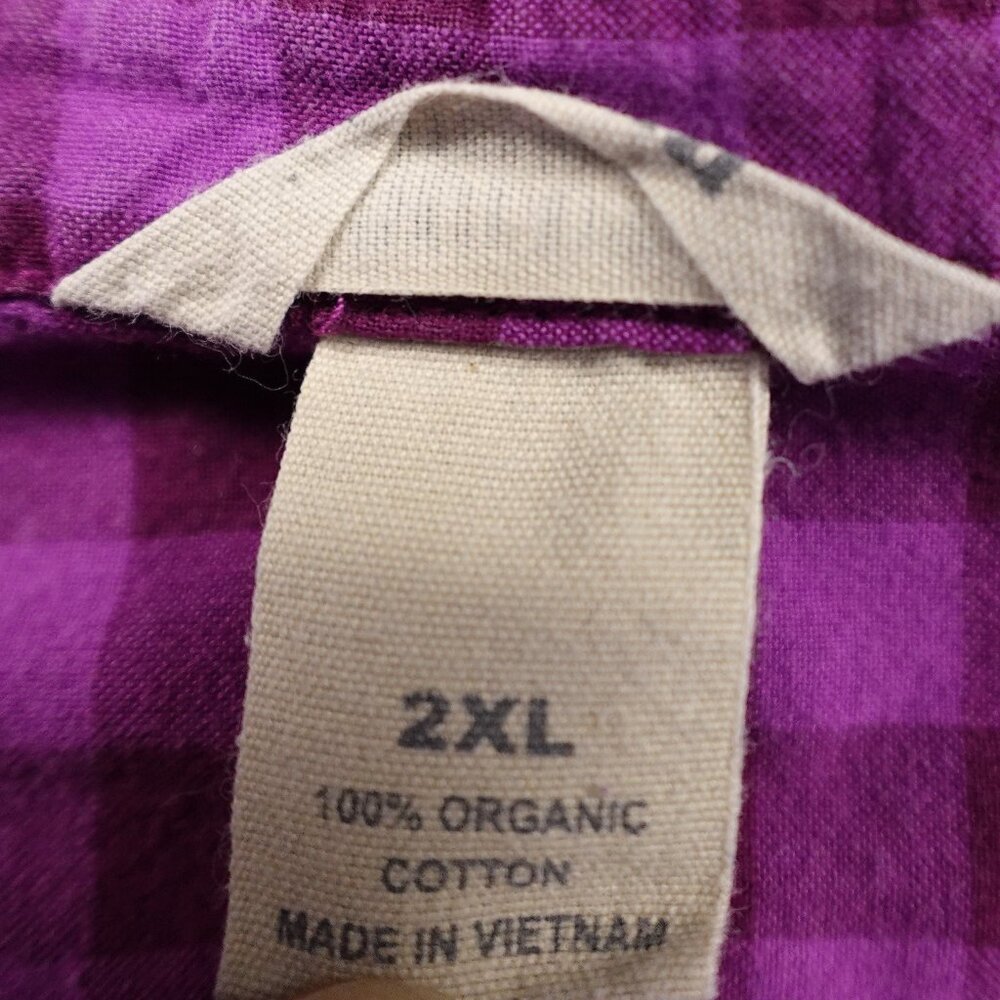 Duluth Trading‎ Organic Cotton Plaid Button Shirt 3/4 Sleeve Women’s 2XL Purple - Picture 2 of 10